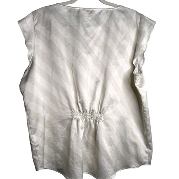 Tahari Womens XLarge Top Lagenlook Oversized White Popover Satin Look - Picture 6 of 10